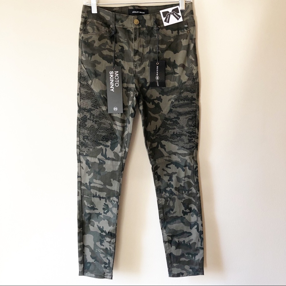 Ashley Mason Skinny Moto Camo Pants